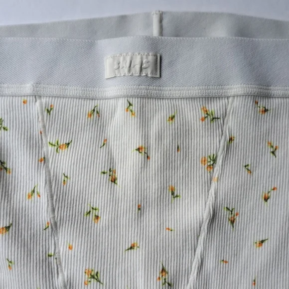 NEW SKIMS Girlfriend Boxer Shorts Cotton Rib Knit (Cream Floral) - SKIMS - Picture 4 of 8